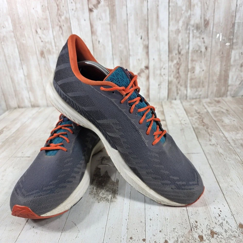 Brooks Ravenna 10 Mens 12.5 Running Shoes Grey Orange Blue 1102981D093 Sneaker